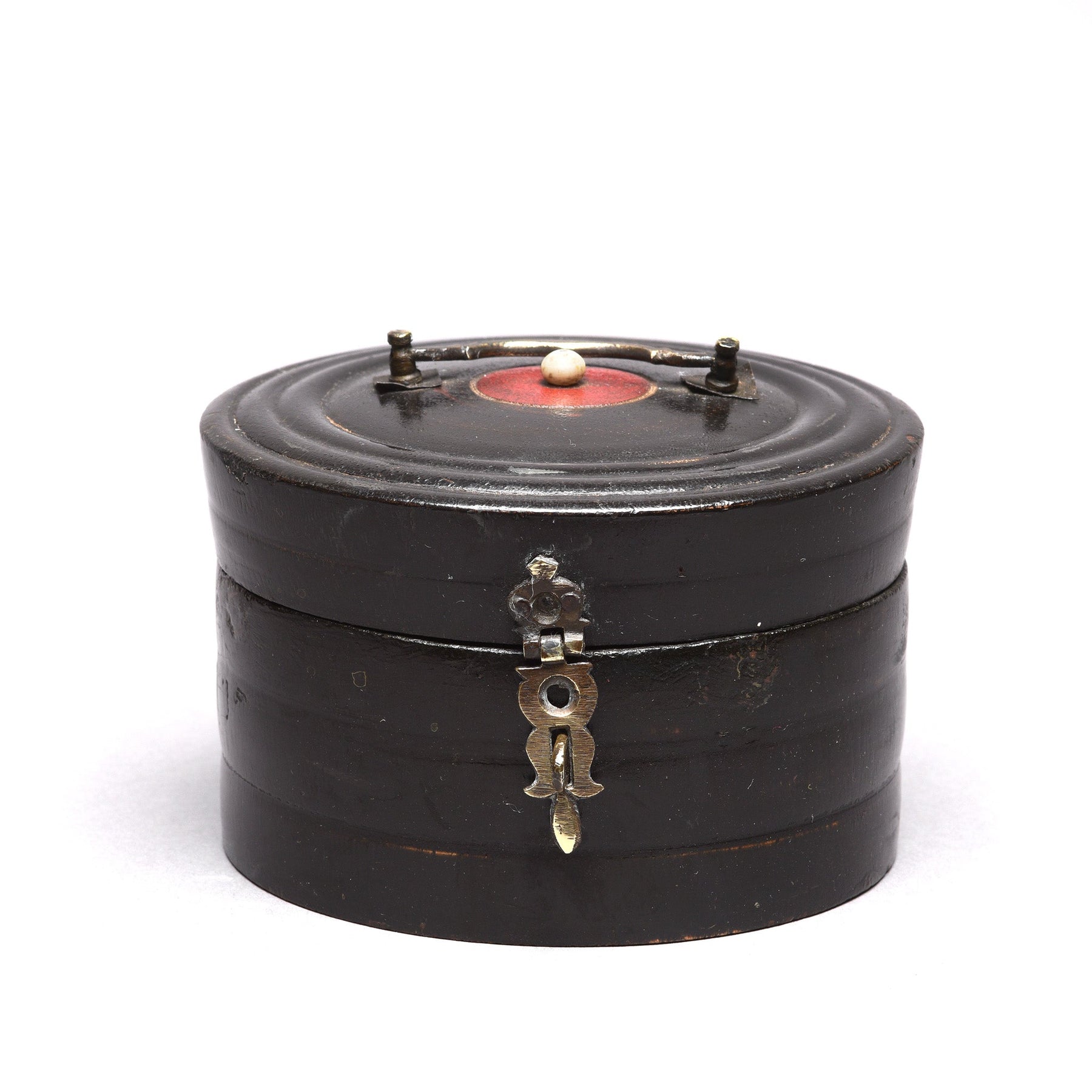 Regency Style Black Lacquer Pot From Rajasthan -19th Century