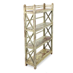 Vintage Green Painted Indian Teak Shelf - Ca 1930