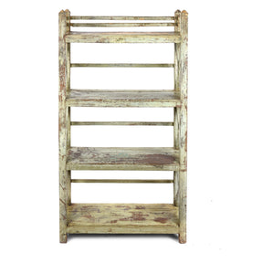 Vintage Green Painted Indian Teak Shelf - Ca 1930