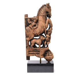 Carved Teak Horse Bracket From South India - 18thC