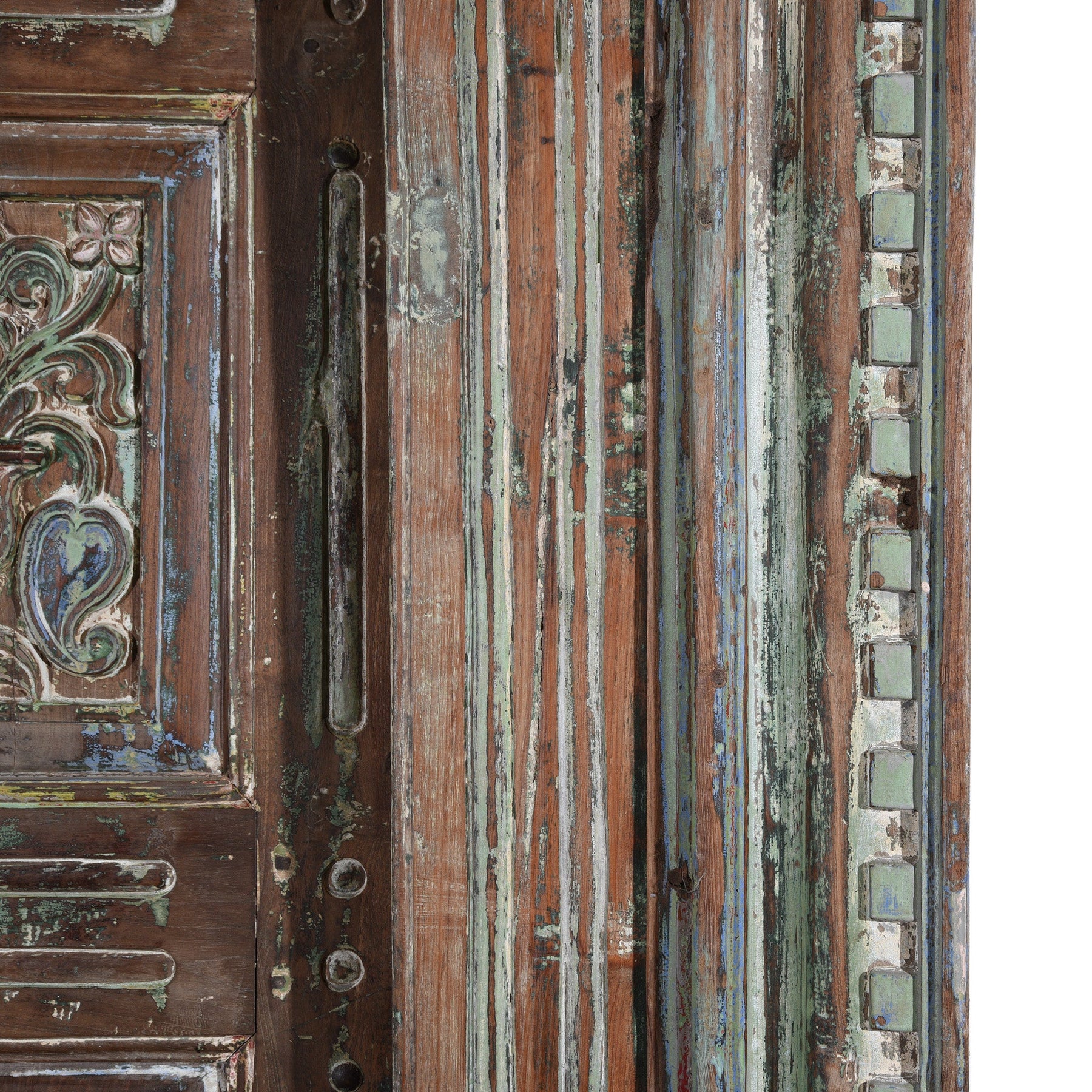 Old Painted Indian Doors From Gujarat - 19thC