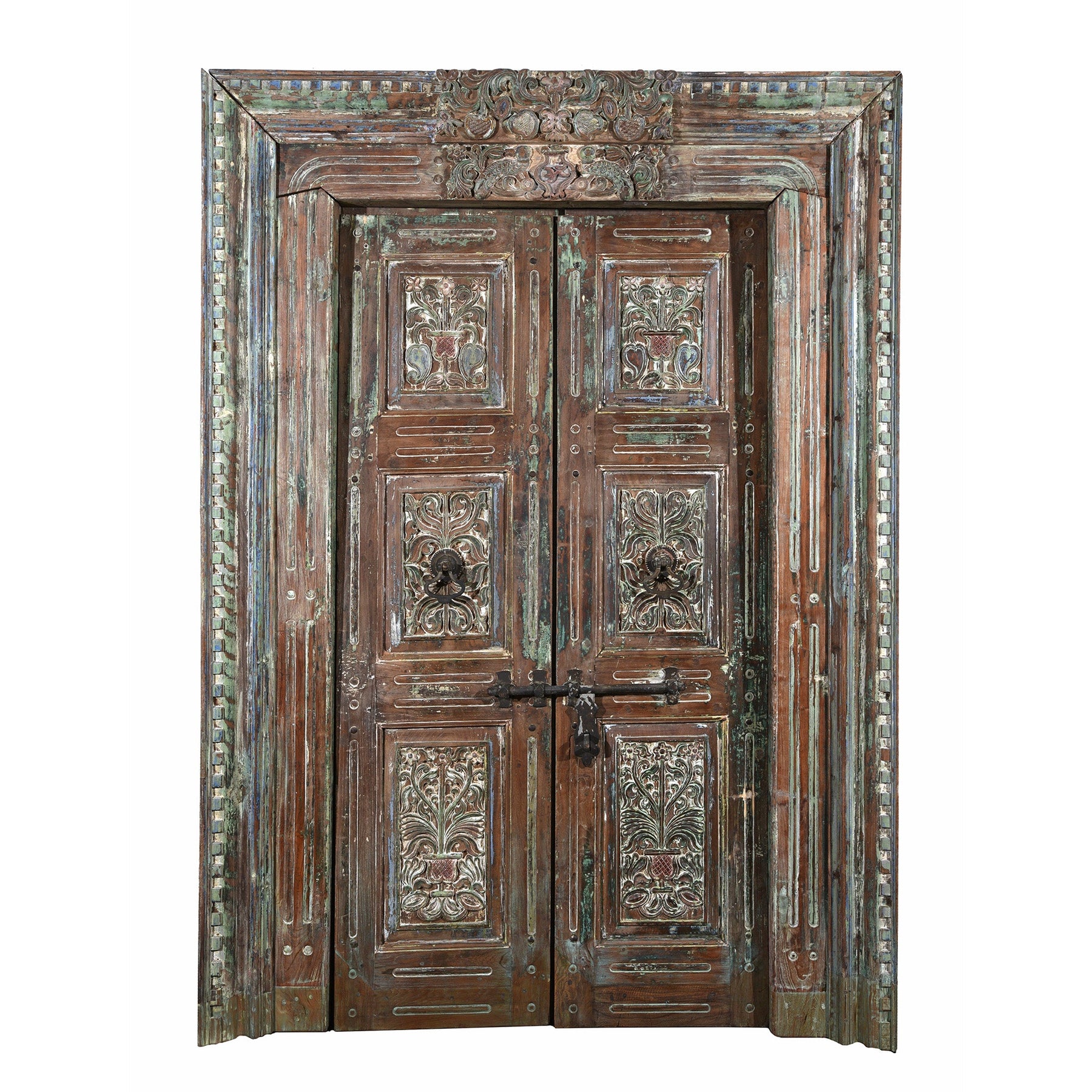 Old Painted Indian Doors From Gujarat - 19thC