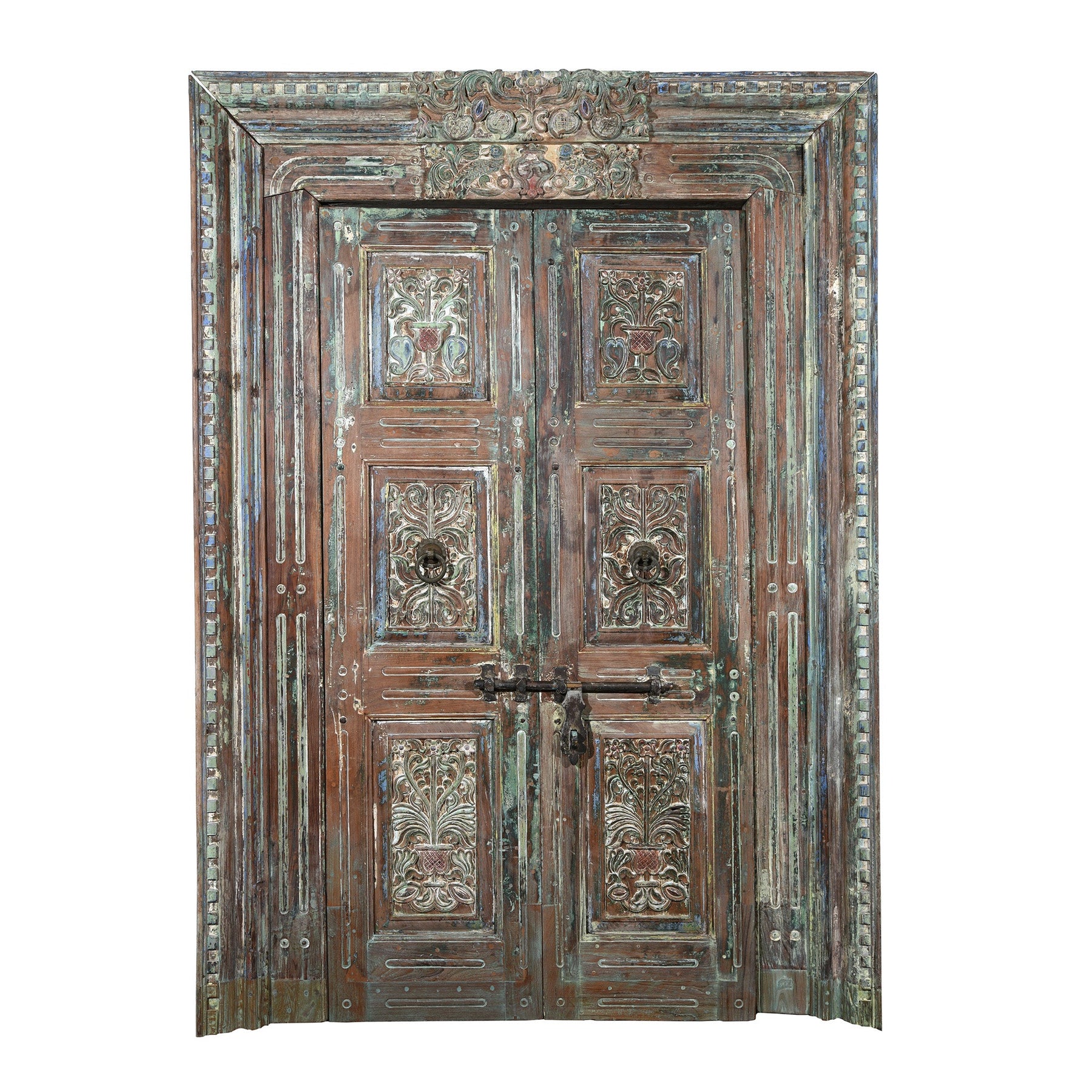 Old Painted Indian Doors From Gujarat - 19thC