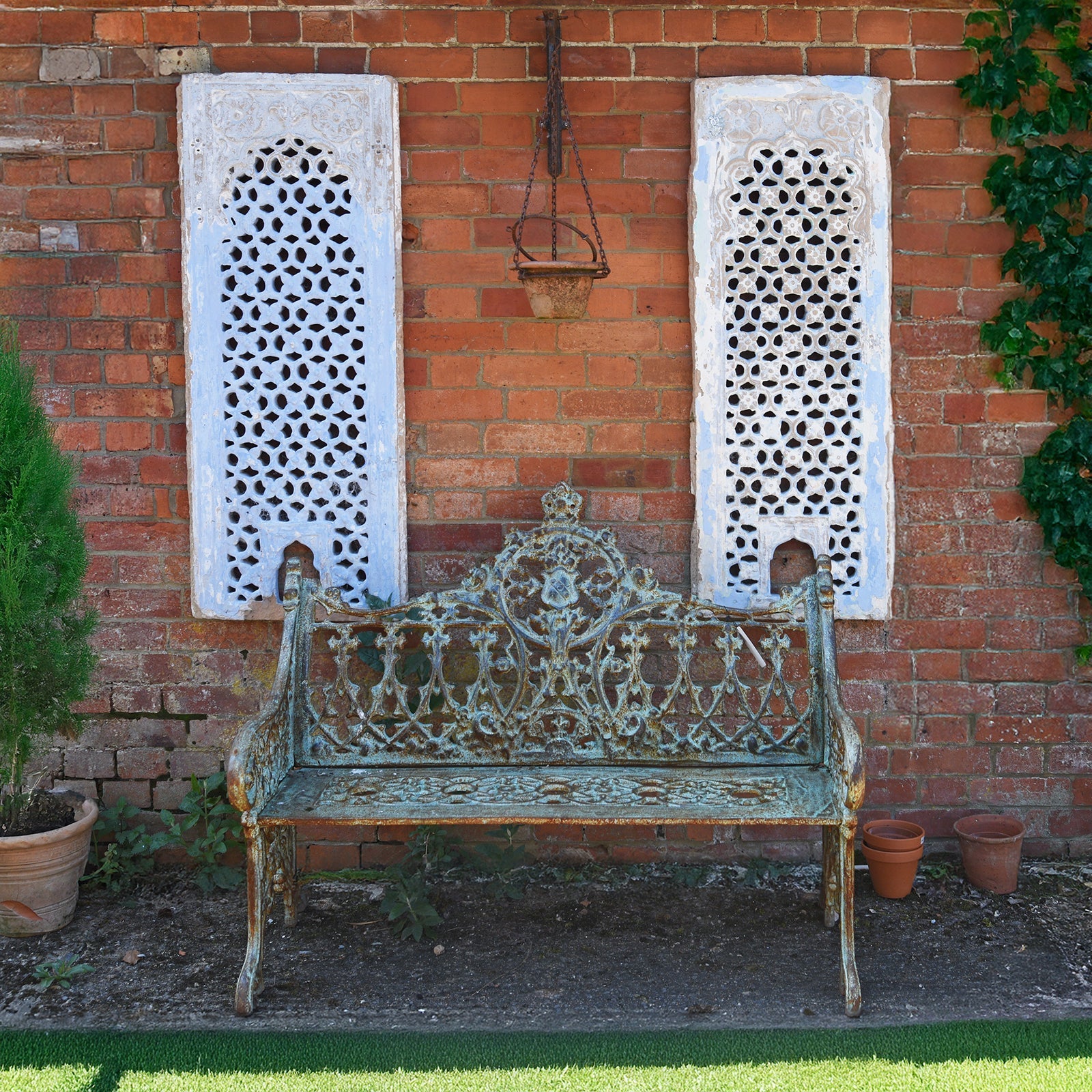 Gothic Cast Iron Garden Bench - Coalbrookdale Style
