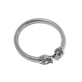 Indian Silver Tribal Lion Head Bangle