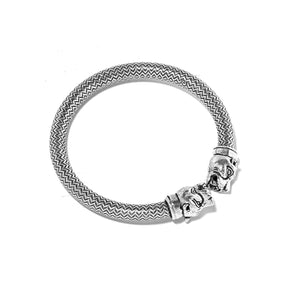 Indian Silver Tribal Lion Head Bangle
