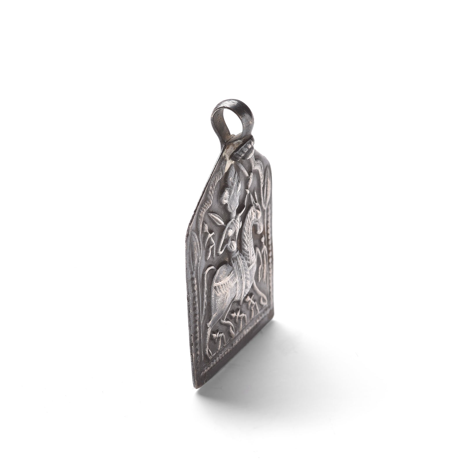 Old Tribal Silver Bhumiya Raj Amulet from Rajasthan - 19th Century