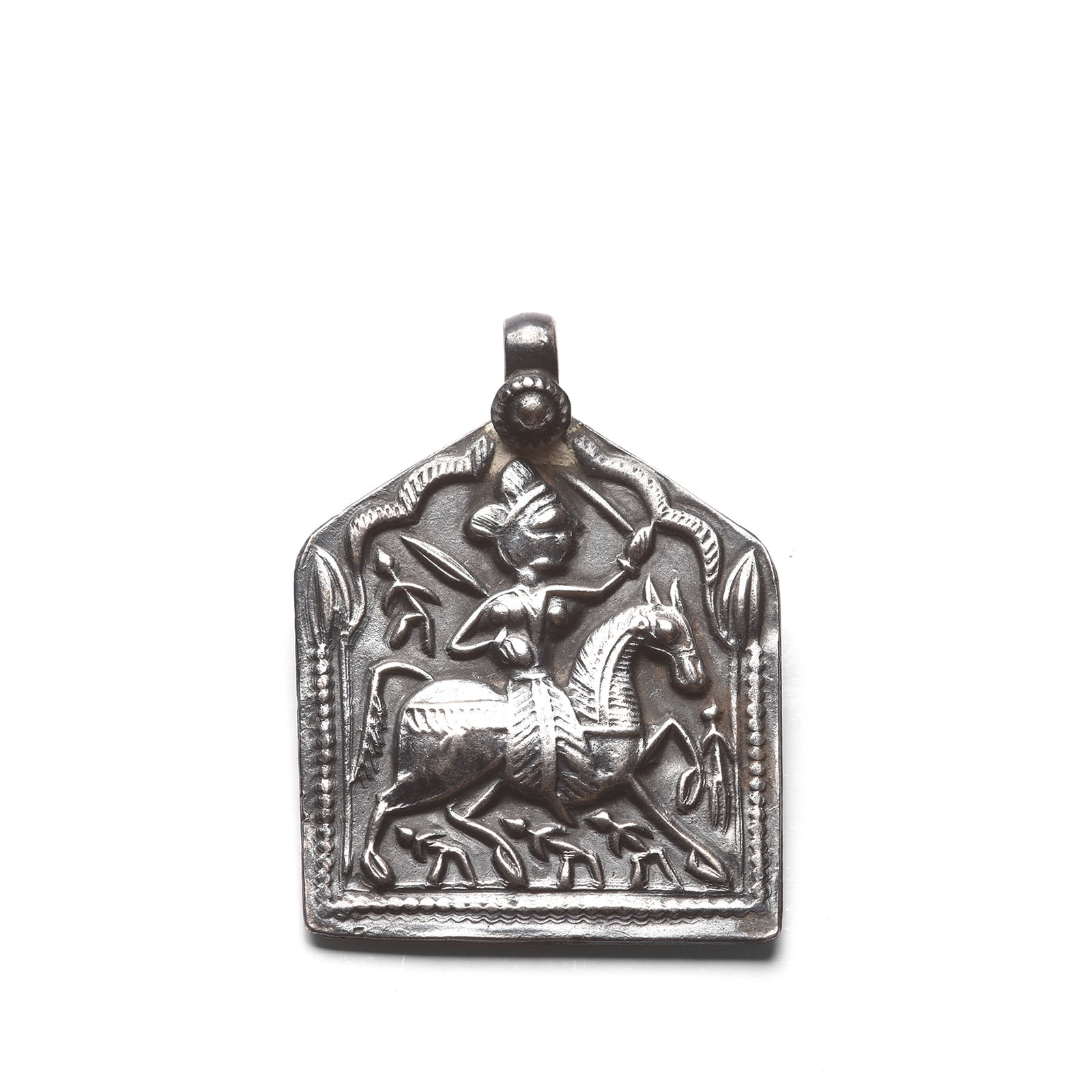 Old Tribal Silver Bhumiya Raj Amulet from Rajasthan - 19th Century