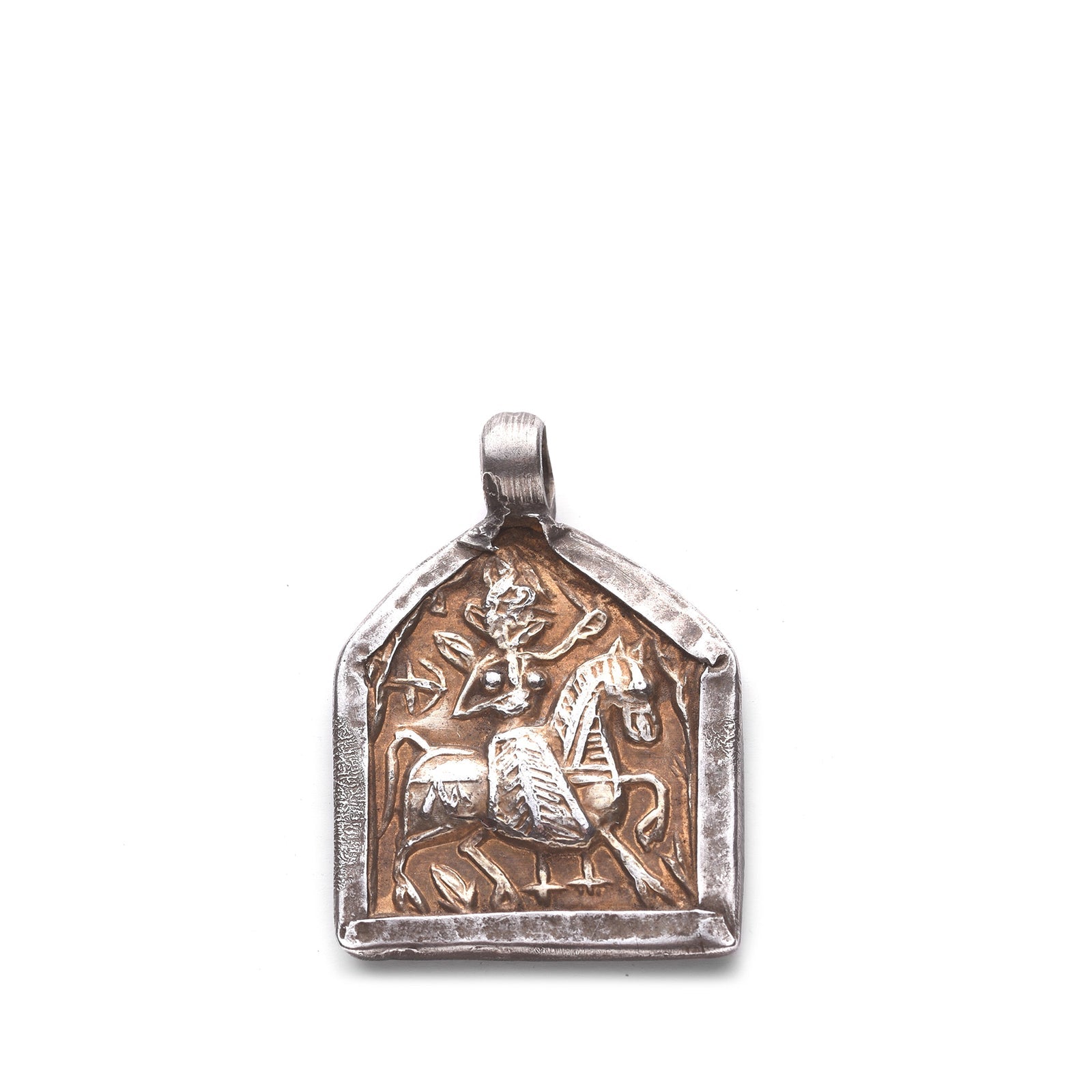 Tribal Silver & Gold Bhumiya Raj Amulet - 19th Century