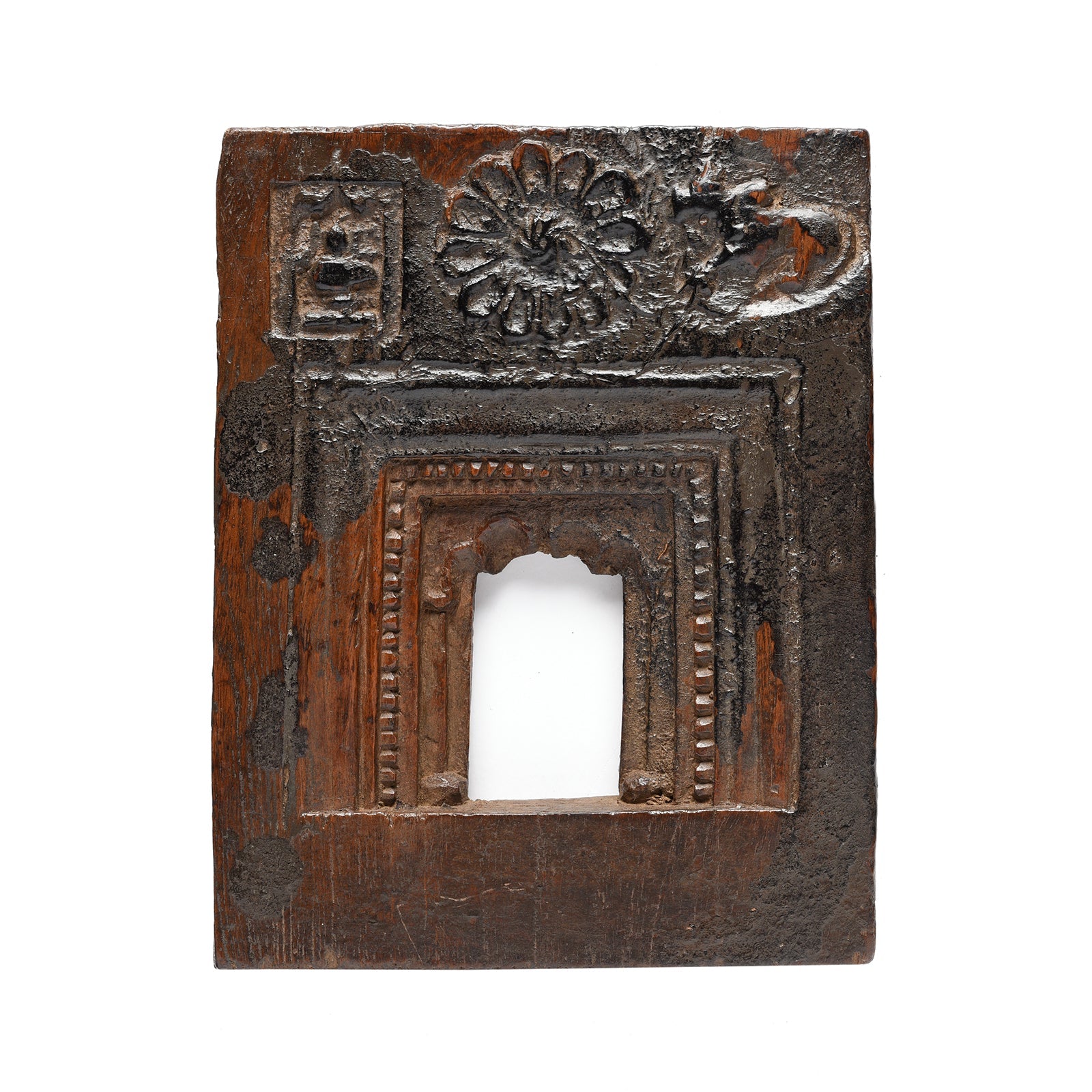 Carved Teak Votive Panel From Andhra Pradesh - Early 20th Century
