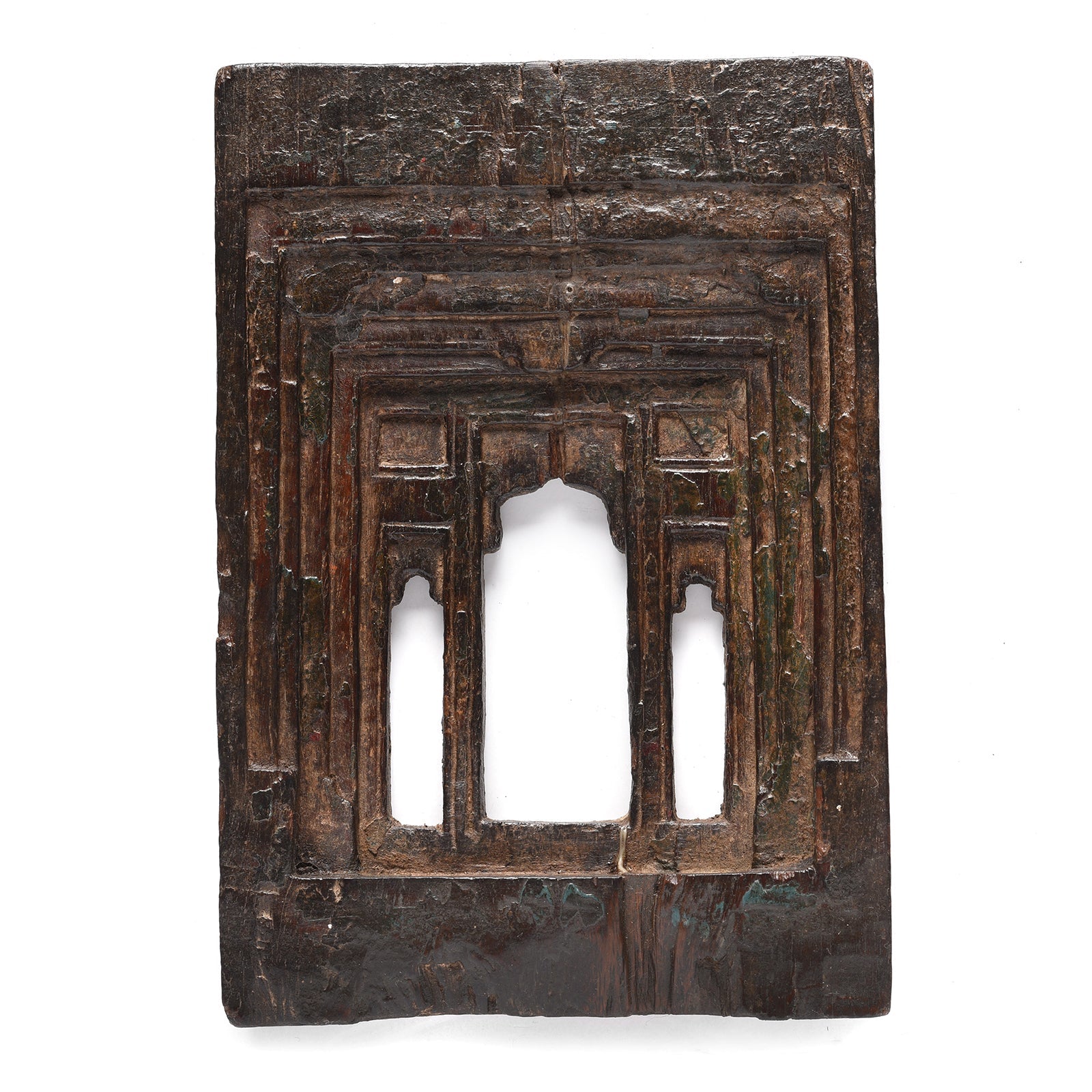 Carved Teak Votive Panel From Andhra Pradesh - Ca 1900