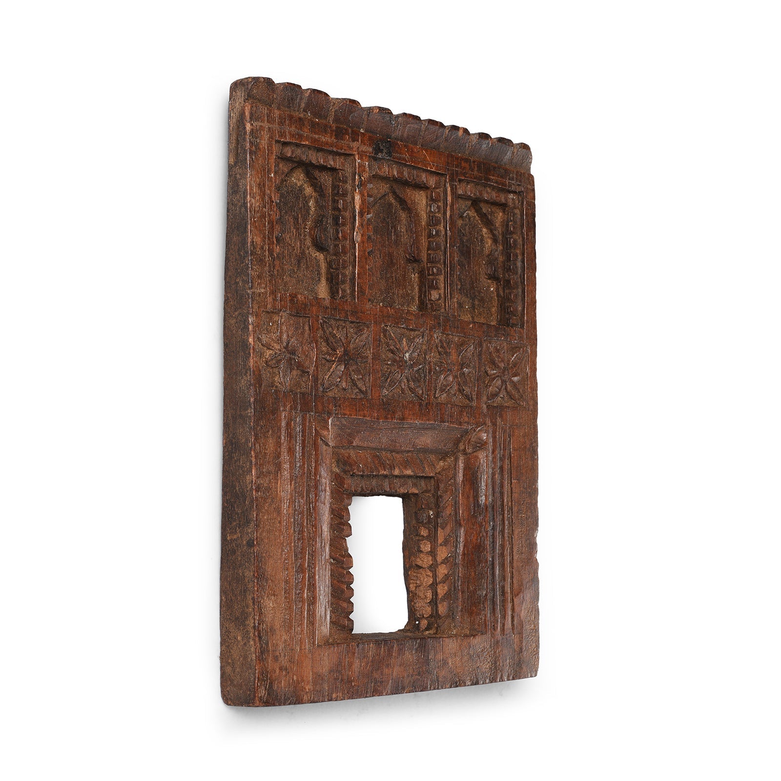 Carved Teak Votive Panel From Andhra Pradesh - Ca 1920's