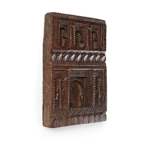 Carved Teak Votive Panel From Andhra Pradesh - Ca 1920