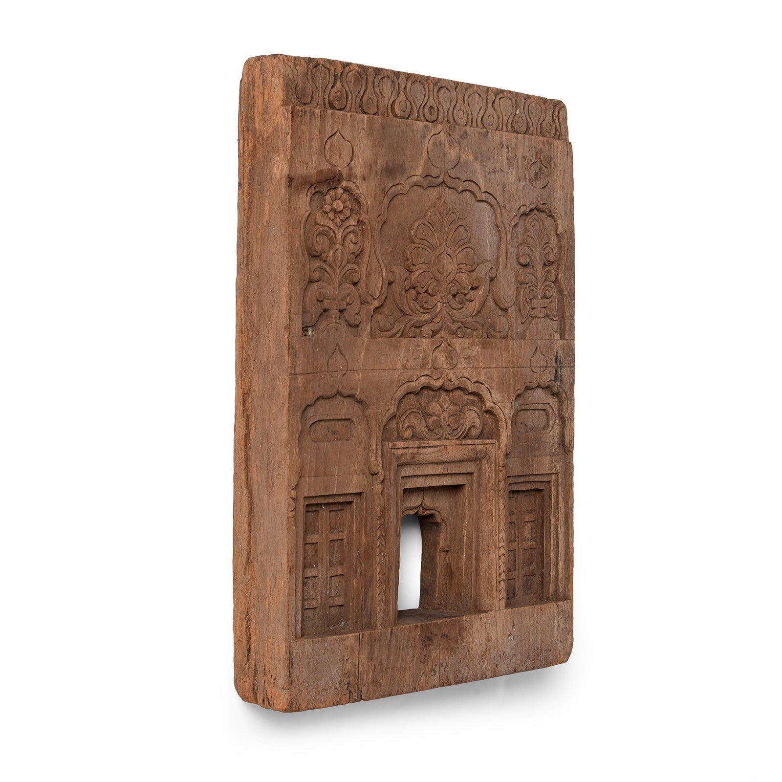 Carved Teak Votive Panel From Andhra Pradesh -Ca 1920