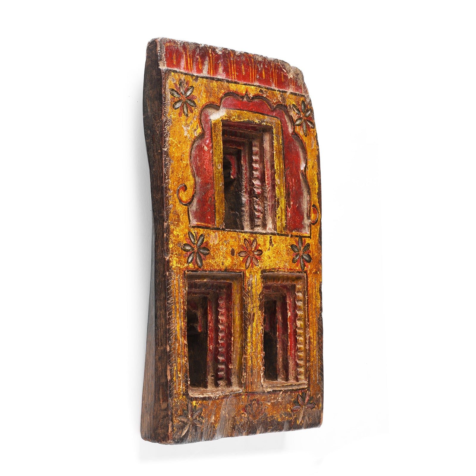 Painted Teak Votive Panel From Andra Pradesh - Ca 1910