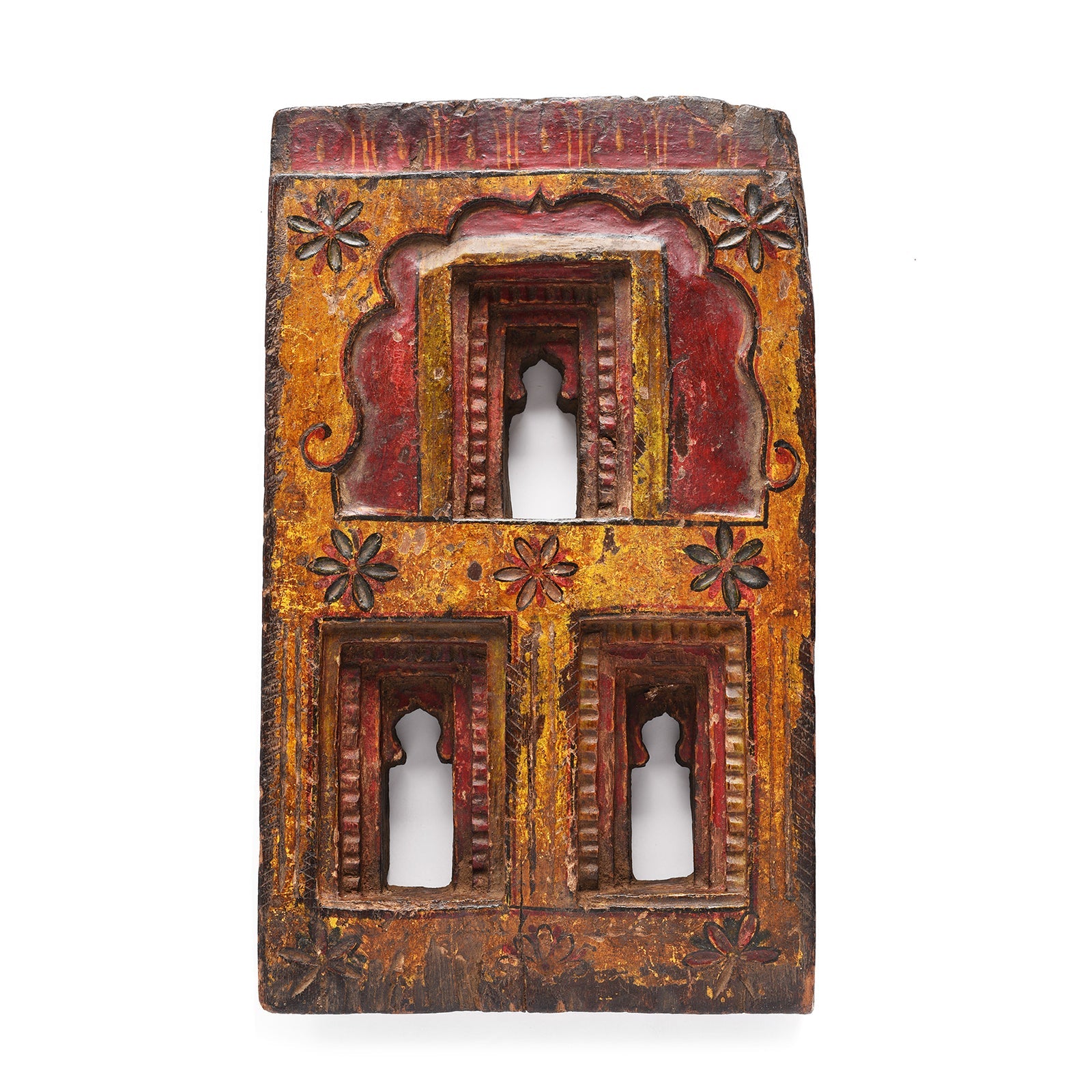 Painted Teak Votive Panel From Andra Pradesh - Ca 1910