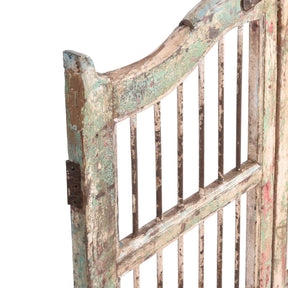 Painted Teak Dog Gate From Gujarat - 19thC