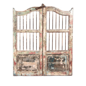 Painted Teak Dog Gate From Gujarat - 19thC