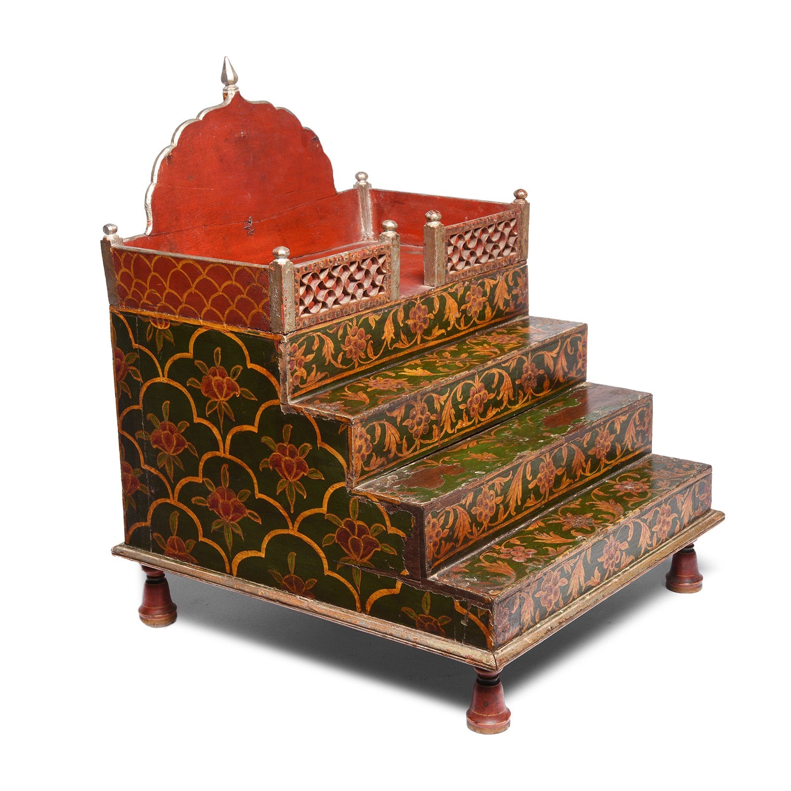Painted Singhasan From Bikaner - 19th Century