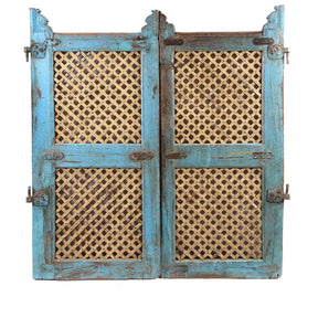 Painted Teak Dog Gate From Gujarat - 19thC