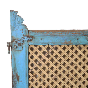 Painted Teak Dog Gate From Gujarat - 19thC