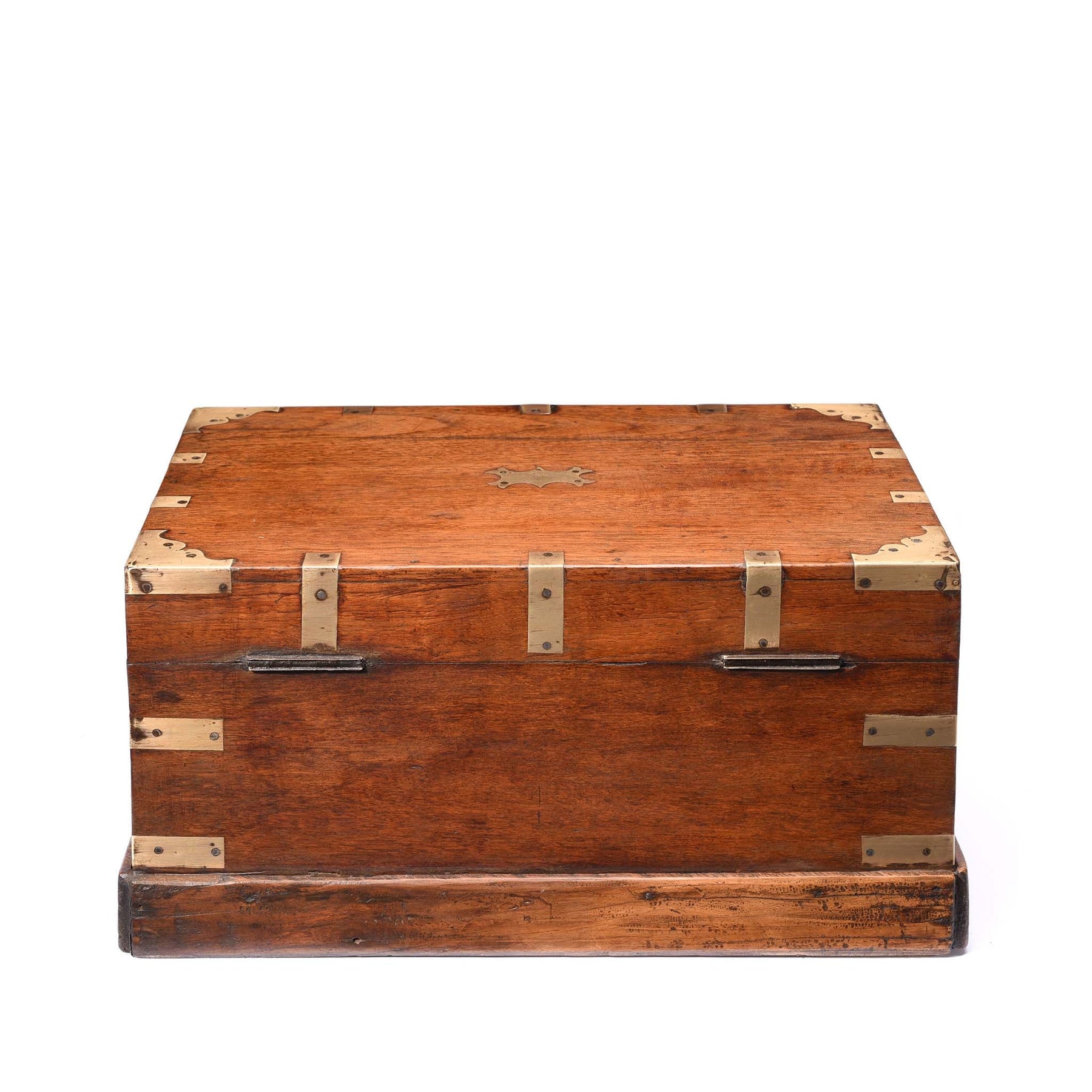 Brass Bound Teak Jewellery Box  From Rajasthan - 19thC
