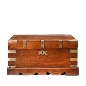 Brass Bound Teak Jewellery Box  From Rajasthan - 19thC