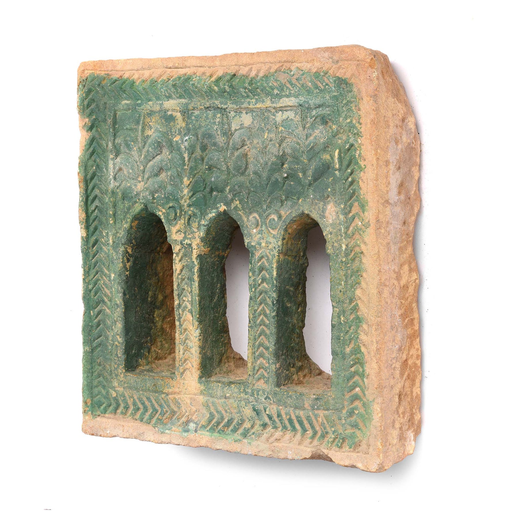 Old 3 Way Stone Lamp Niche From Jaisalmer- 19Thc