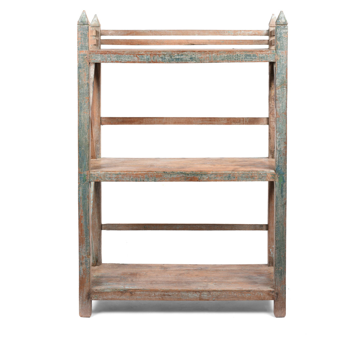 Vintage Painted Indian Teak Shelf - Ca 1930