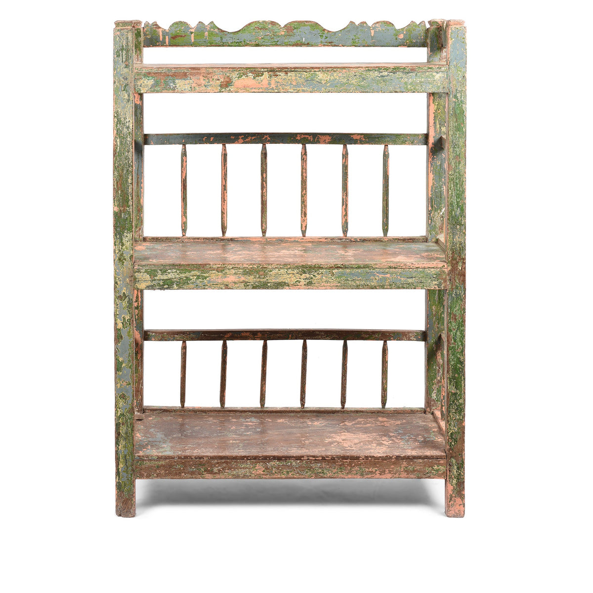 Vintage Painted Indian Teak Shelf - Ca 1930
