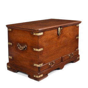 Brass Bound Teak Chest From India - 19thC