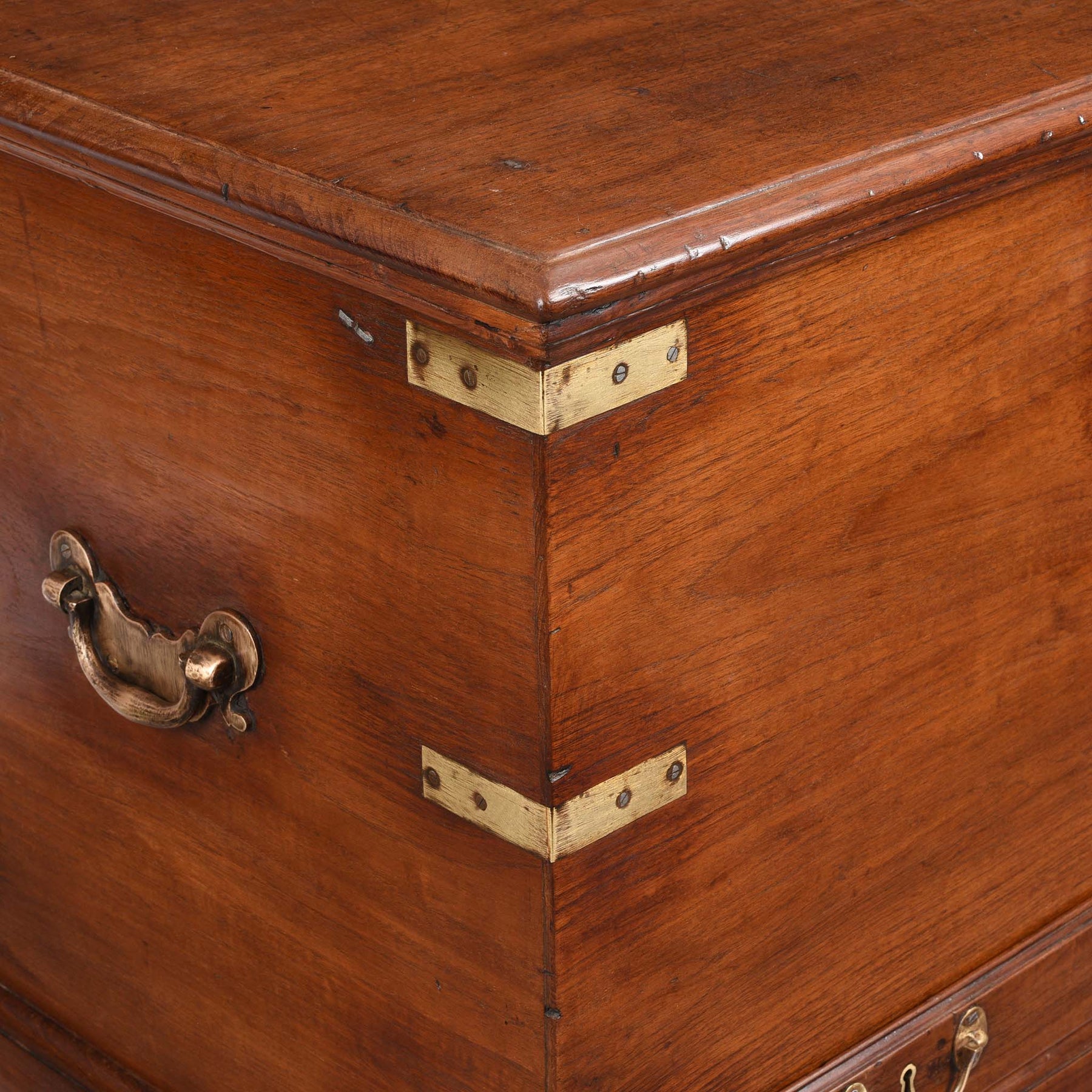 Brass Bound Teak Chest From India - 19thC