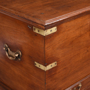 Brass Bound Teak Chest From India - 19thC