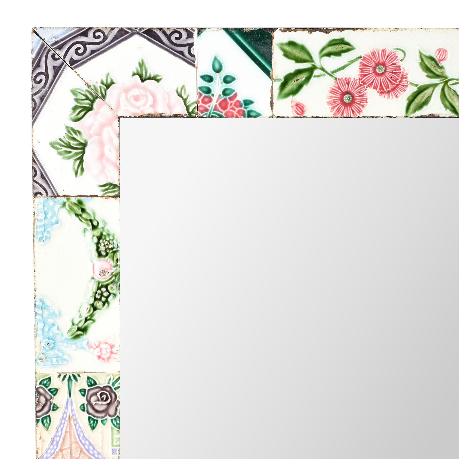 Mirror Made From Old Japanese Ceramic Tiles