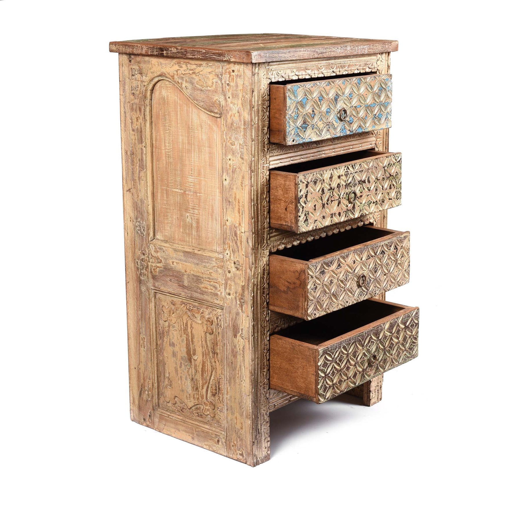 4 Drawer Bedside Cabinet Made From Reclaimed Teak