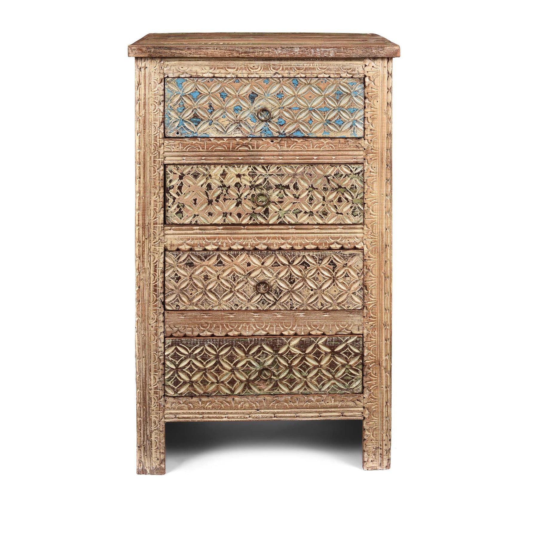 4 Drawer Bedside Cabinet Made From Reclaimed Teak