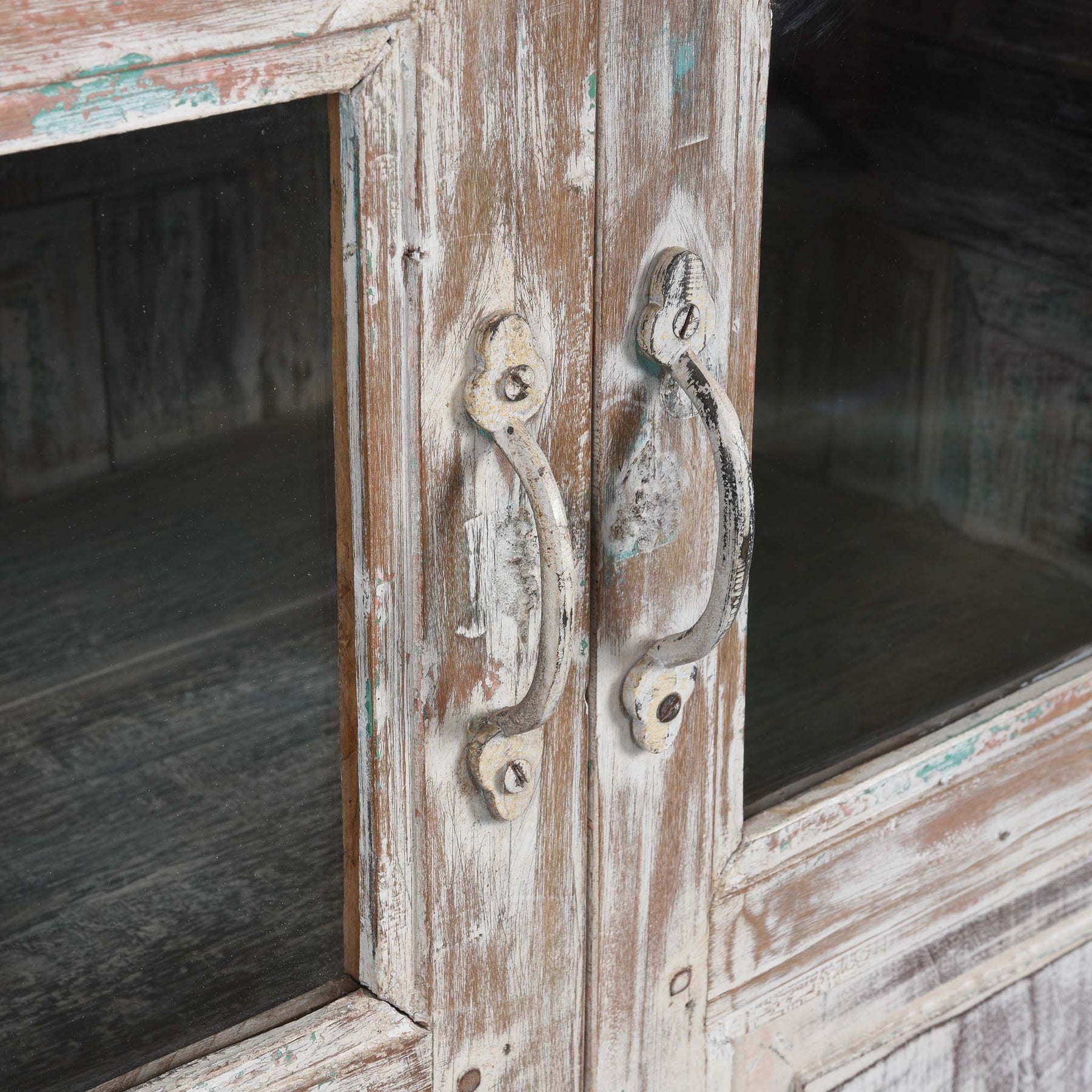 Vintage Blue Painted Display Cabinet - Ca 1920