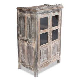 Vintage Blue Painted Display Cabinet - Ca 1920