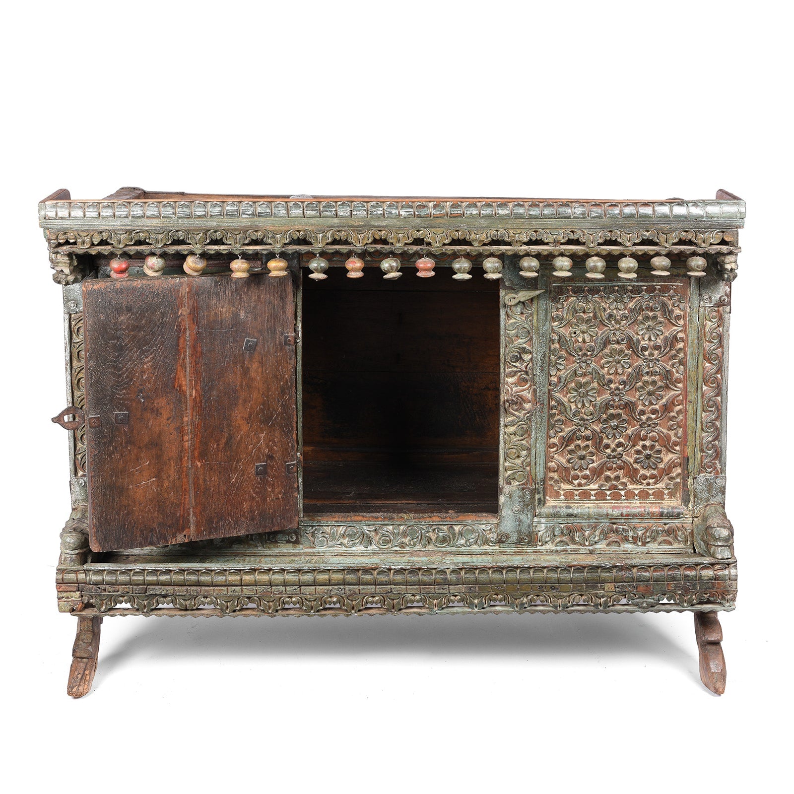 Carved Rapjut Majus Dowry Chest From Gujarat - 19thC