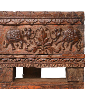 Carved Teak Lintel Panel From Gujarat - 19th Century