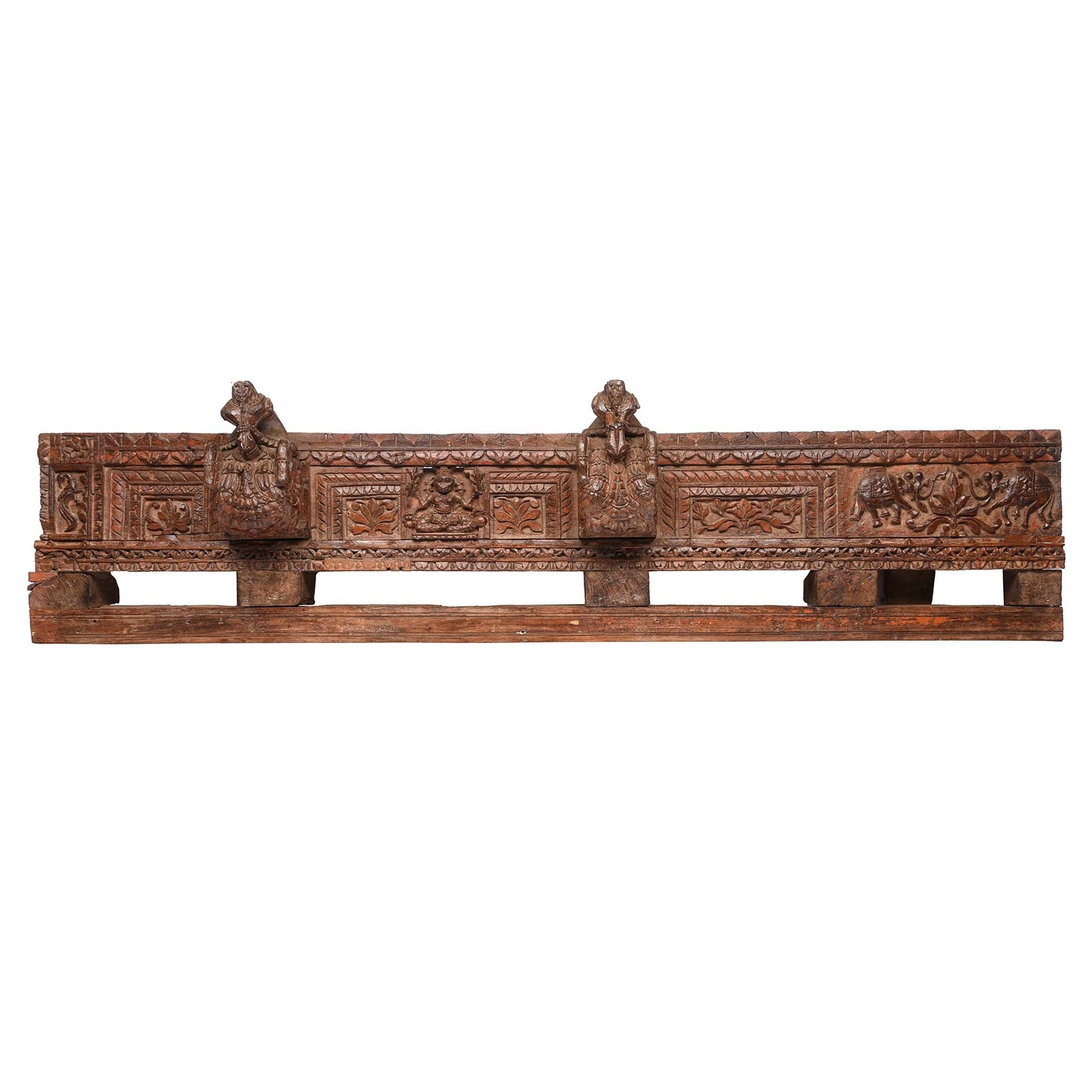 Carved Teak Lintel Panel From Gujarat - 19th Century