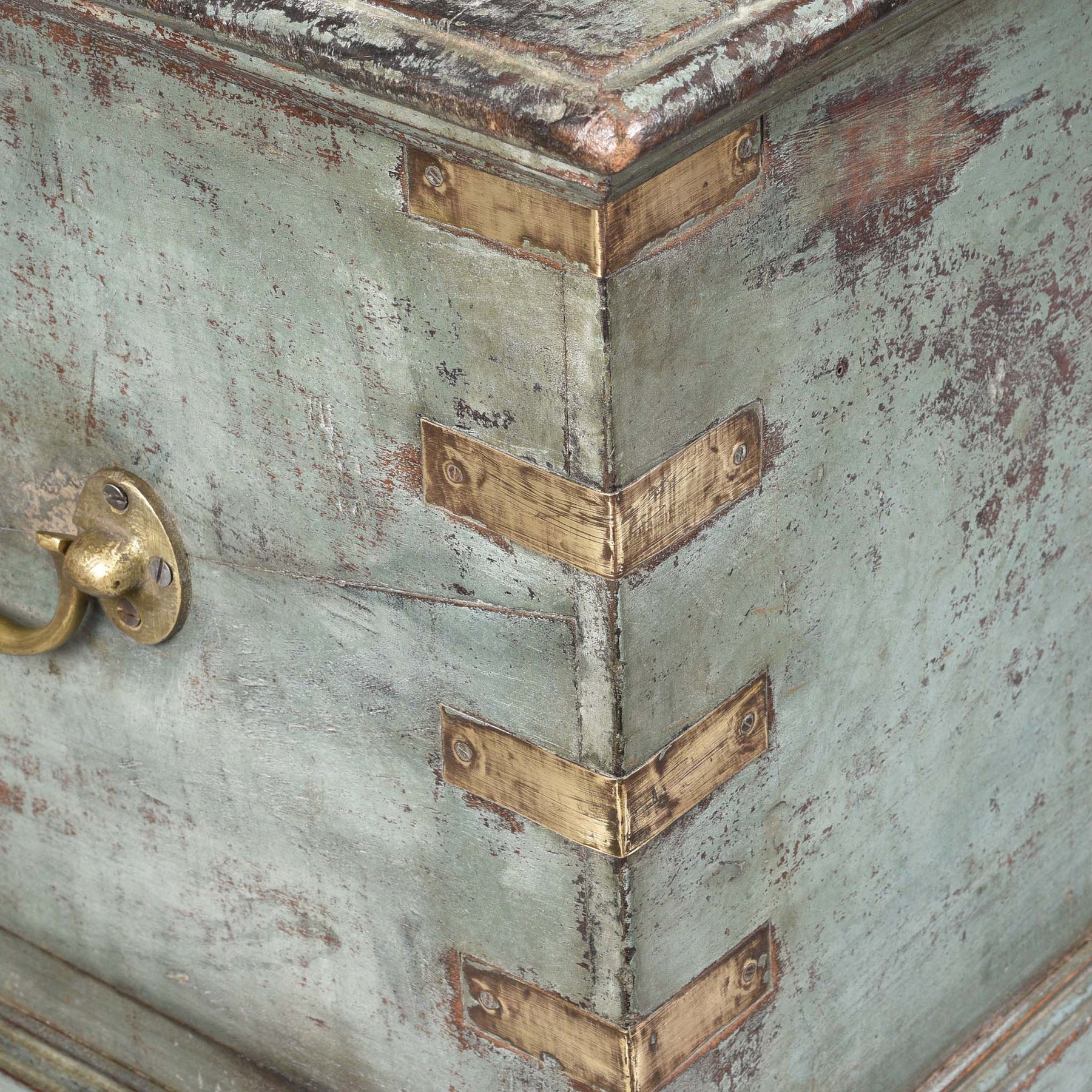 Painted Teak Indian Chest From Gujarat -19thC