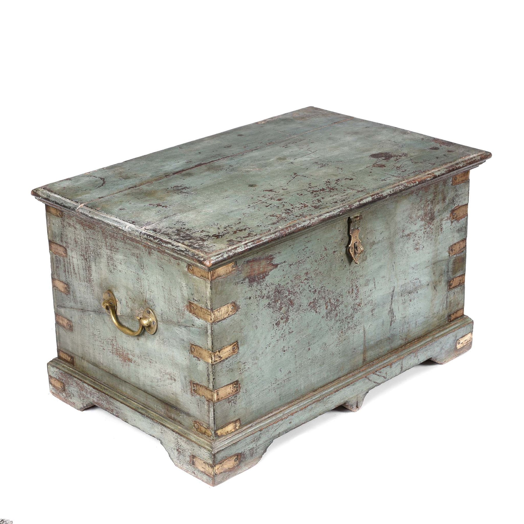 Painted Teak Indian Chest From Gujarat -19thC