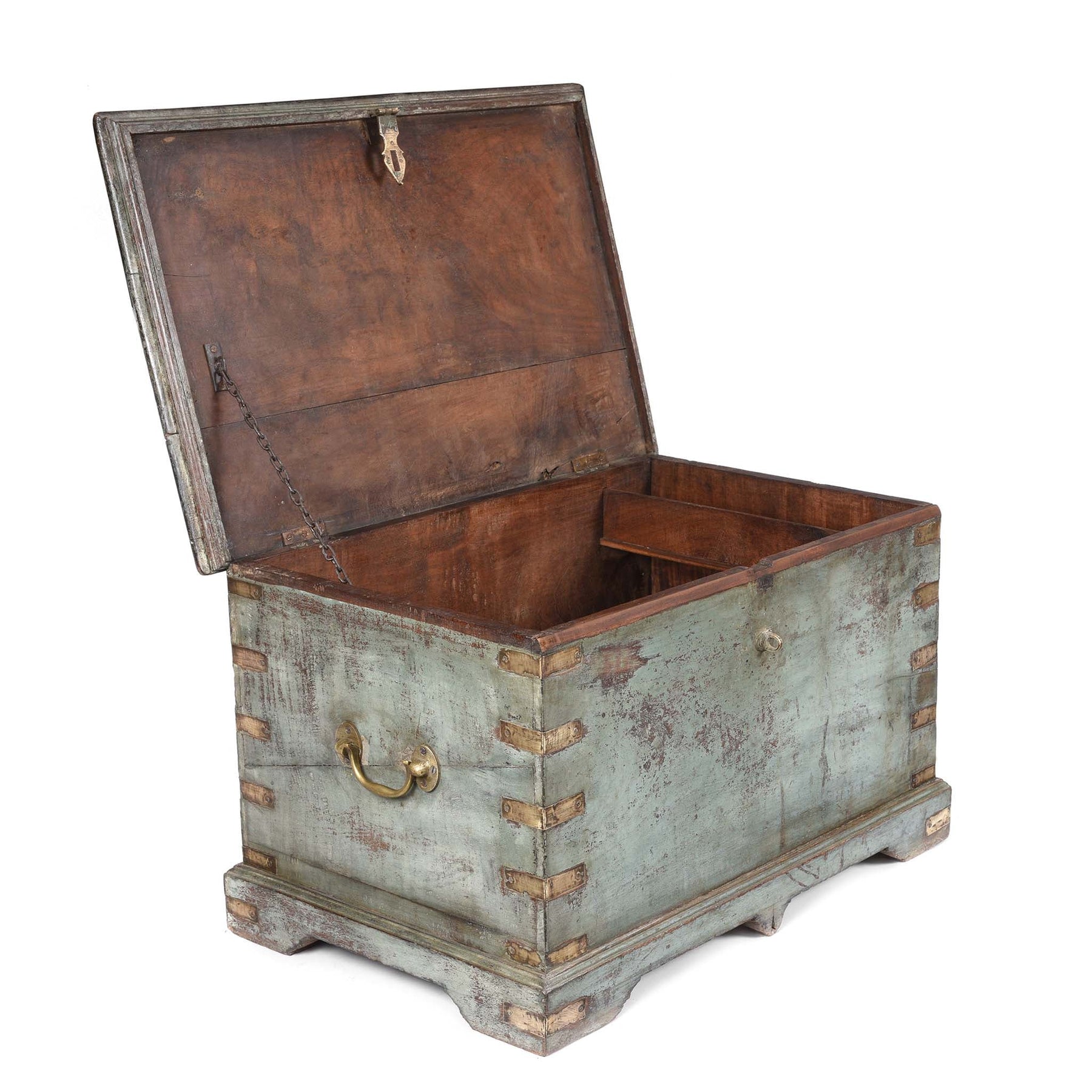 Painted Teak Indian Chest From Gujarat -19thC