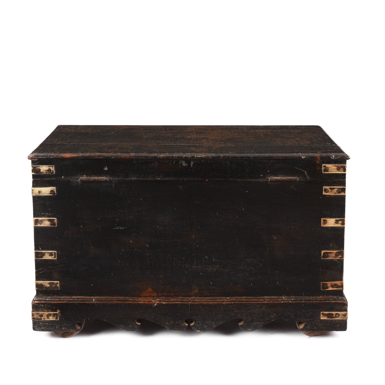 Black Painted Indian Military Chest - 19th Century