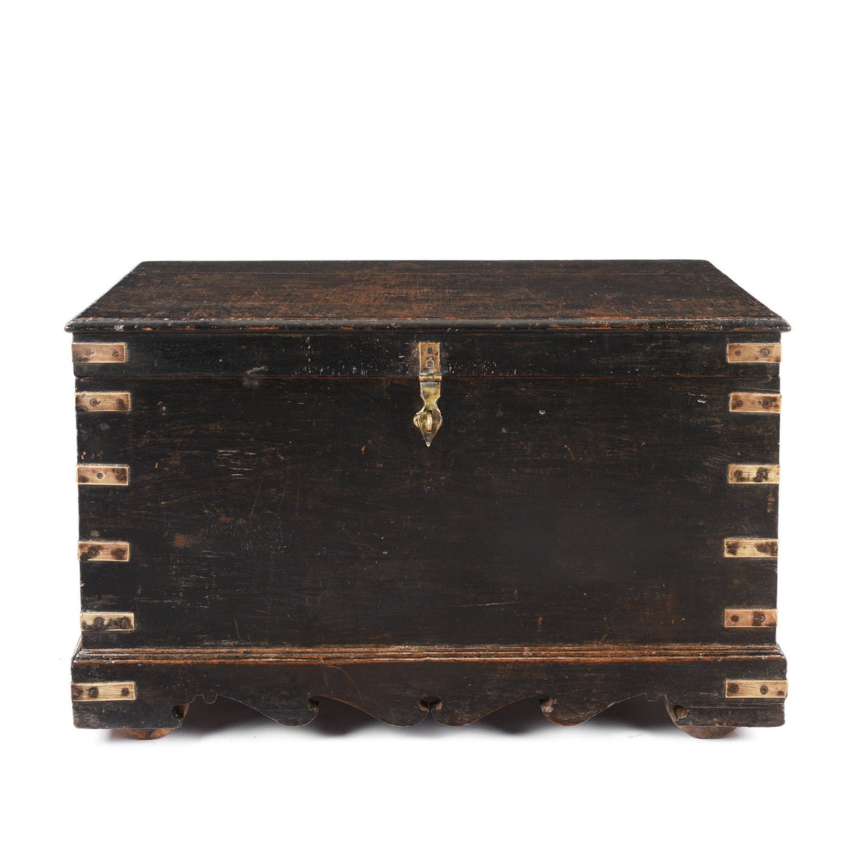 Black Painted Indian Military Chest - 19th Century