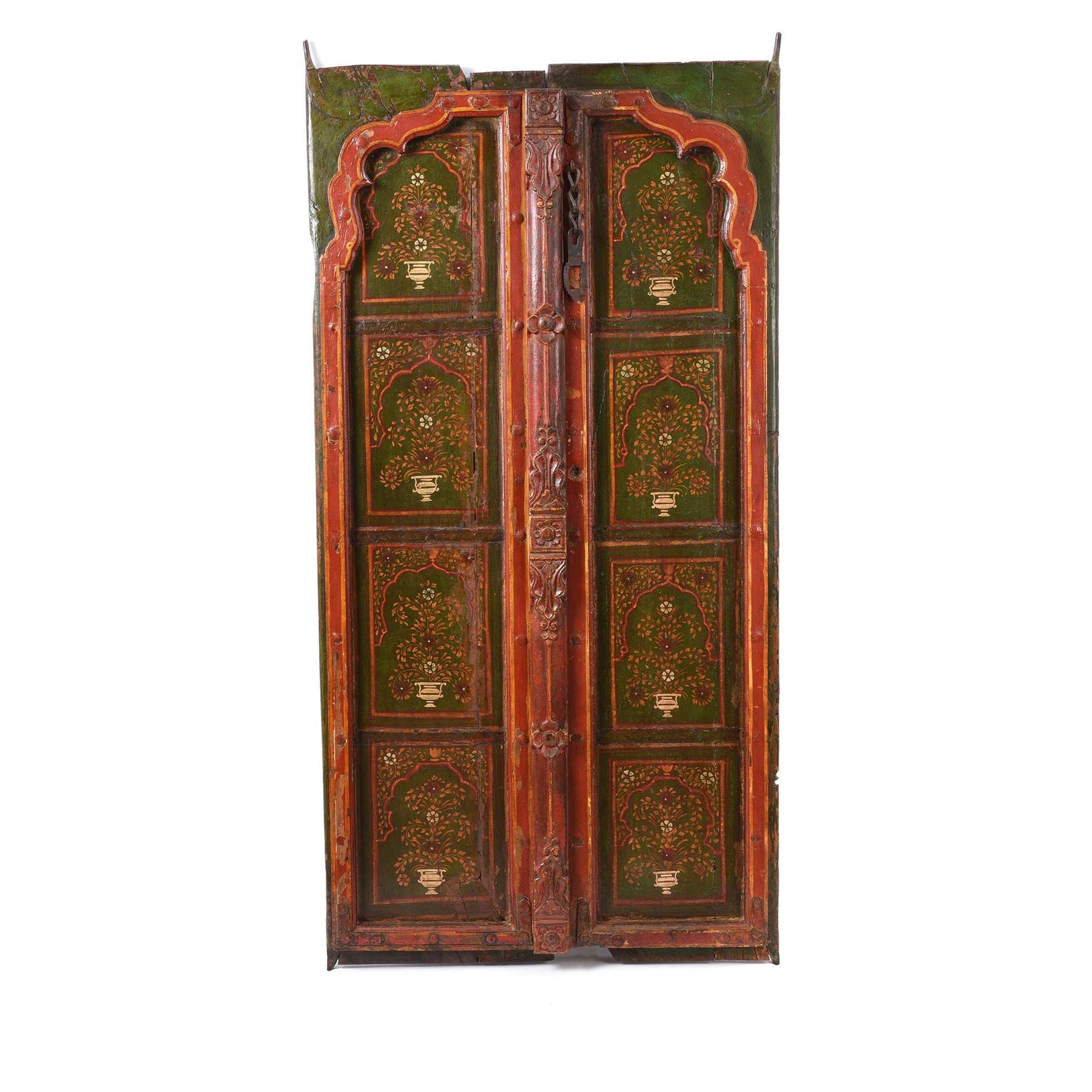 Painted Indian Roheda Doors From Bikaner - 19thC
