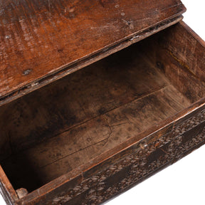 Chip Carved Indian Merchants Box From Rajasthan - 19thC