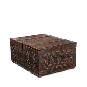 Chip Carved Indian Merchants Box From Rajasthan - 19thC