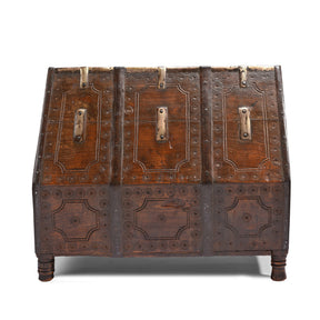 Chip Carved Dowry Hut Box From Rajasthan - 19thC